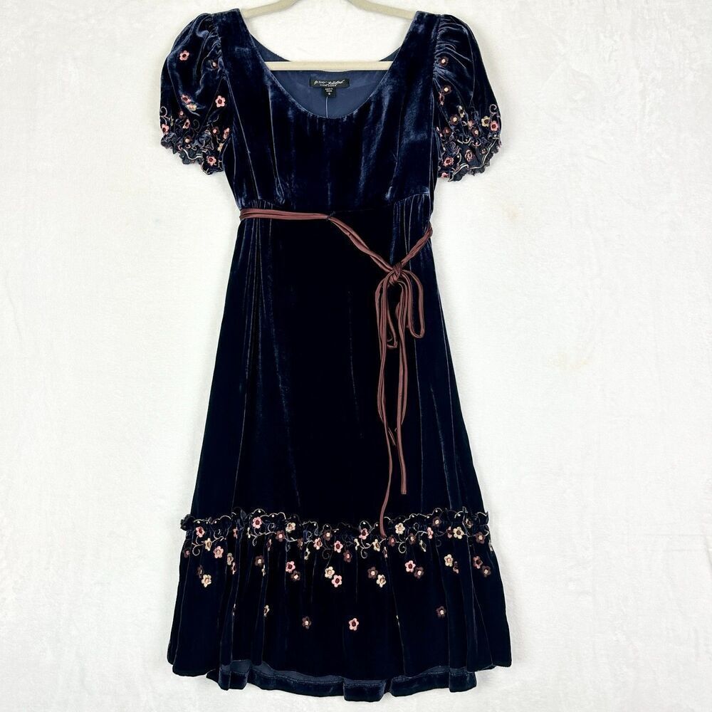 Betsey Johnson New York Vintage Y2K Velvet Mini Dress Size 10 NWT Milkmaid